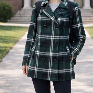 Green Plaid Double-Breasted Women's Jacket sz Large